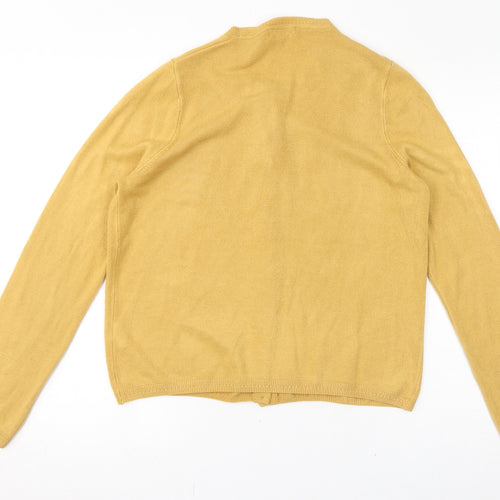 Marks and Spencer Womens Yellow V-Neck Acrylic Cardigan Jumper Size 12