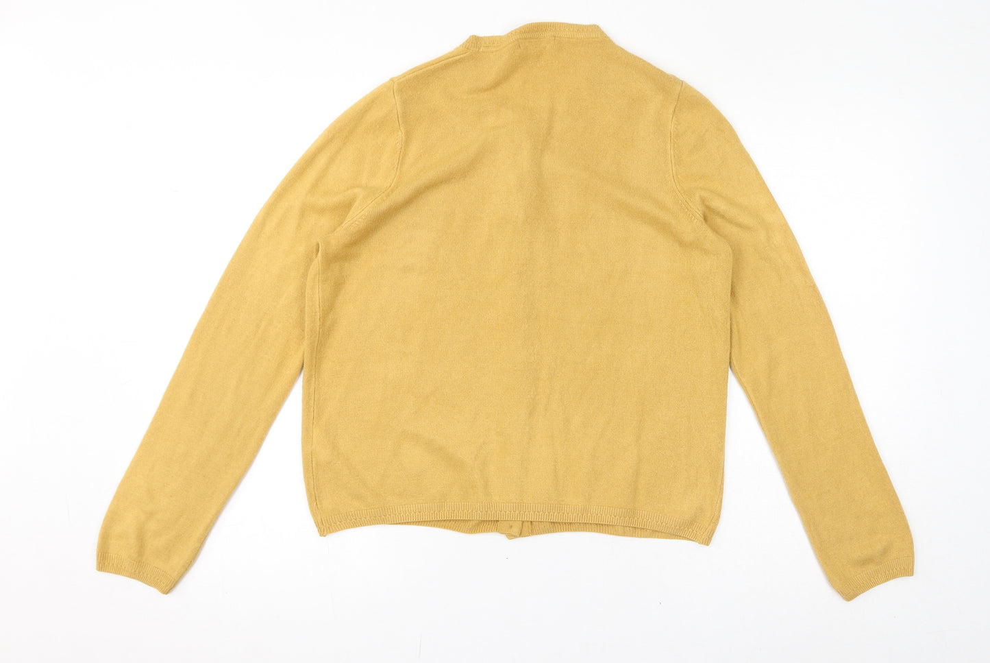 Marks and Spencer Womens Yellow V-Neck Acrylic Cardigan Jumper Size 12