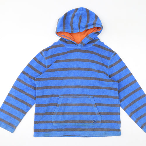 Mini Boden Boys Blue Striped Cotton Pullover Hoodie Size 11-12 Years Pullover
