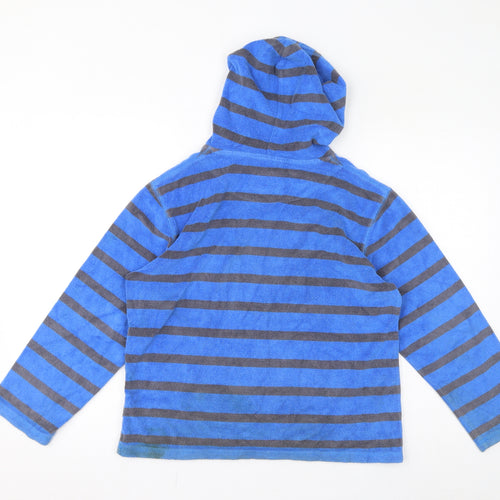 Mini Boden Boys Blue Striped Cotton Pullover Hoodie Size 11-12 Years Pullover