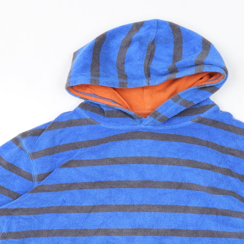 Mini Boden Boys Blue Striped Cotton Pullover Hoodie Size 11-12 Years Pullover