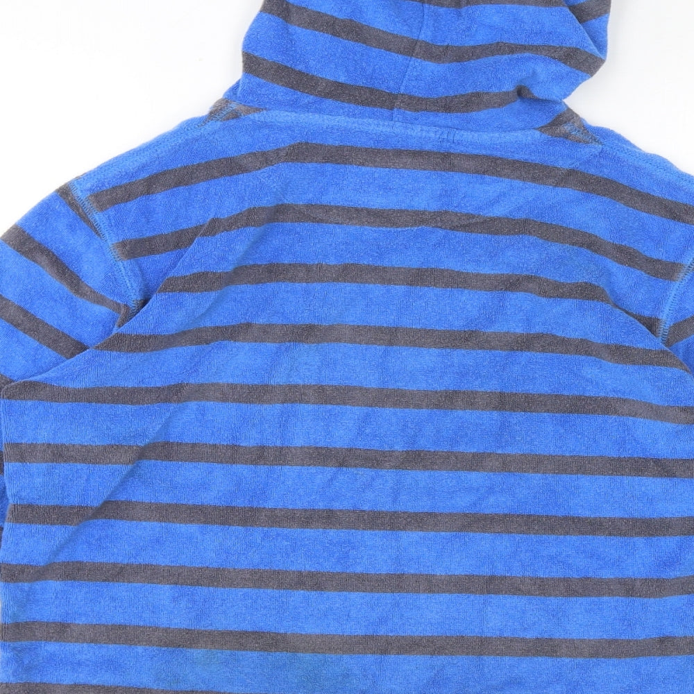 Mini Boden Boys Blue Striped Cotton Pullover Hoodie Size 11-12 Years Pullover