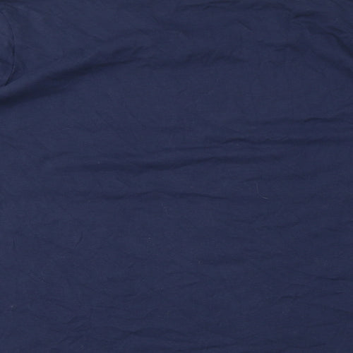 obu Womens Blue Cotton Basic T-Shirt Size 2XL Round Neck - Broderie Anglaise