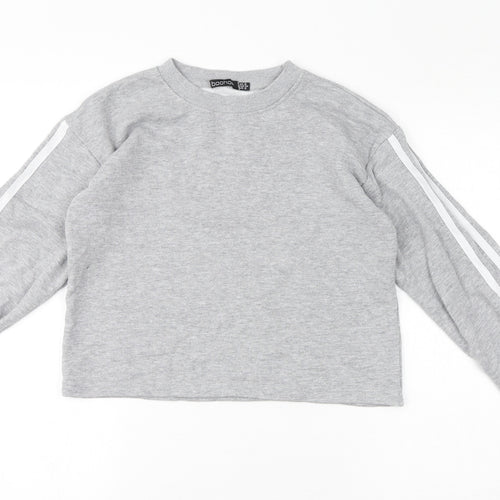 Boohoo Womens Grey Polyester Pullover Sweatshirt Size 6 Pullover - Cropped
