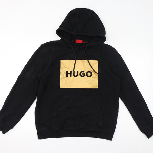 HUGO BOSS Mens Black Cotton Pullover Hoodie Size M - Hugo