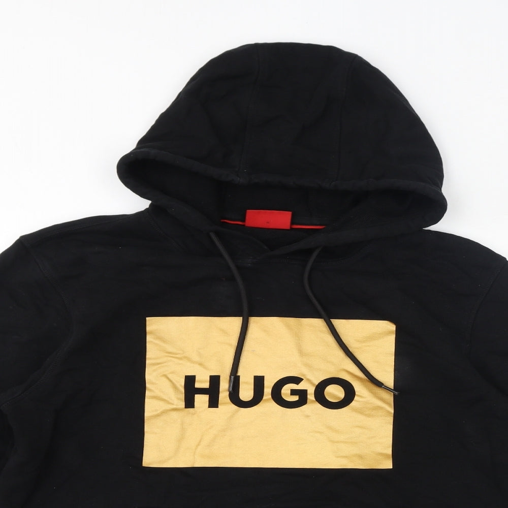 HUGO BOSS Mens Black Cotton Pullover Hoodie Size M - Hugo