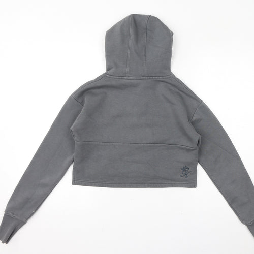 Gym King Womens Grey Cotton Pullover Hoodie Size 8 Pullover - Embroidered Logo, Cropped