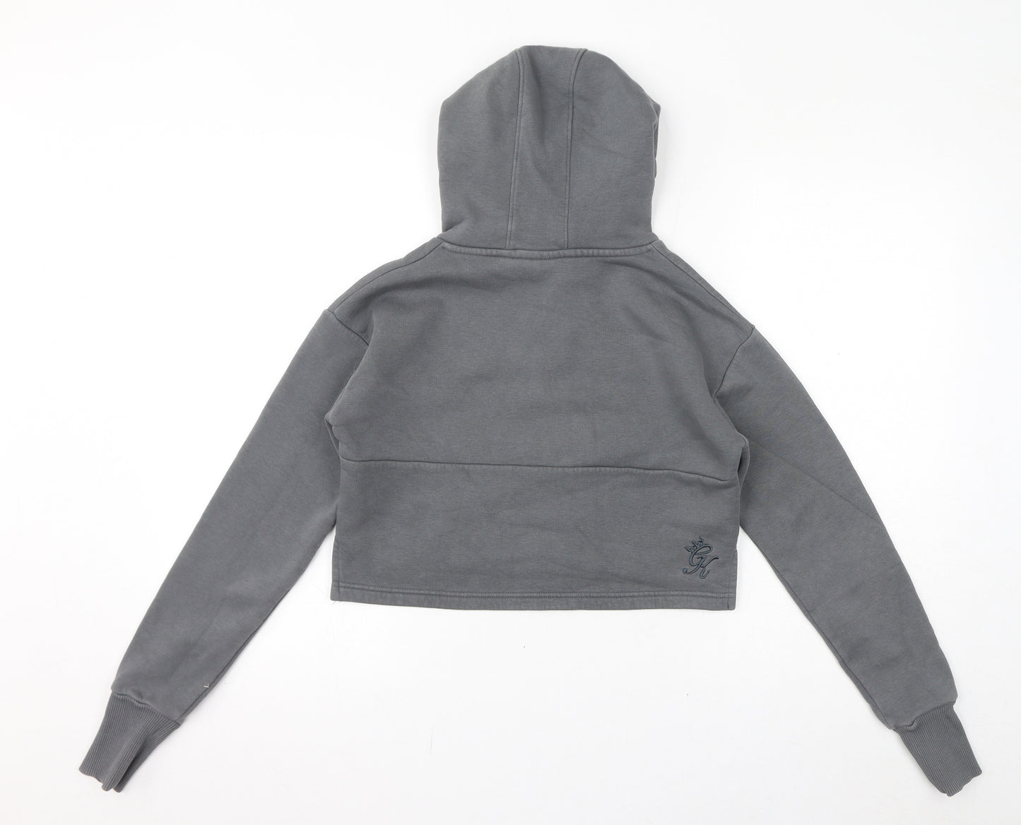 Gym King Womens Grey Cotton Pullover Hoodie Size 8 Pullover - Embroidered Logo, Cropped