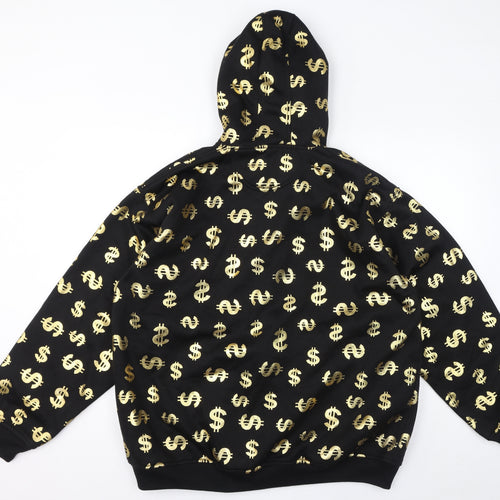 Raw Blue Mens Black Geometric Polyester Full Zip Hoodie Size XL - Dollar Sign