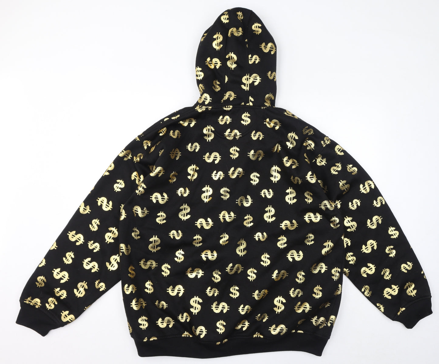 Raw Blue Mens Black Geometric Polyester Full Zip Hoodie Size XL - Dollar Sign