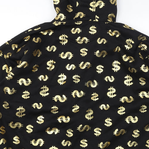 Raw Blue Mens Black Geometric Polyester Full Zip Hoodie Size XL - Dollar Sign