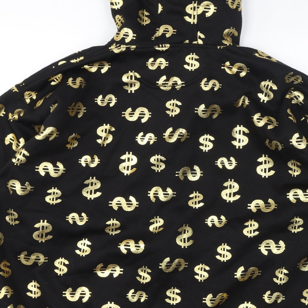 Raw Blue Mens Black Geometric Polyester Full Zip Hoodie Size XL - Dollar Sign