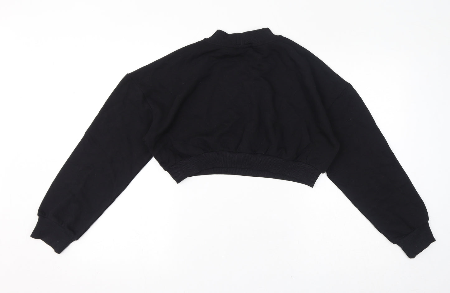 ASOS Womens Black Cotton Pullover Sweatshirt Size 14 Pullover - Cropped