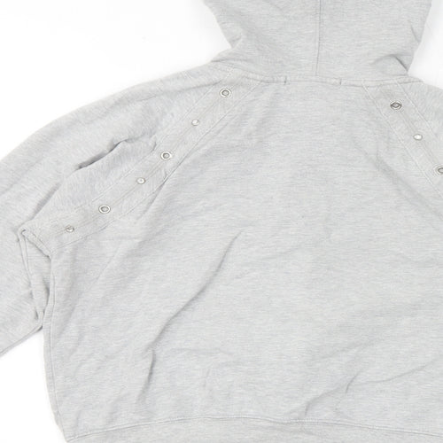 Skechers Girls Grey Cotton Full Zip Hoodie Size 7-8 Years Zip - Gem Embellishments