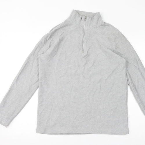 Topman Mens Grey Cotton Henley Sweatshirt Size S