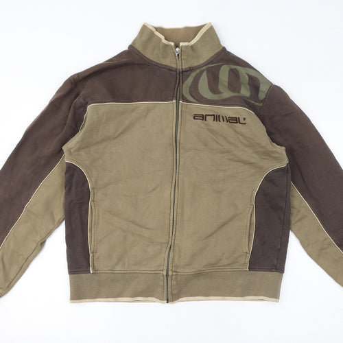 Animal Womens Brown Cotton Full Zip Sweatshirt Size L Zip - Embroidered Logo