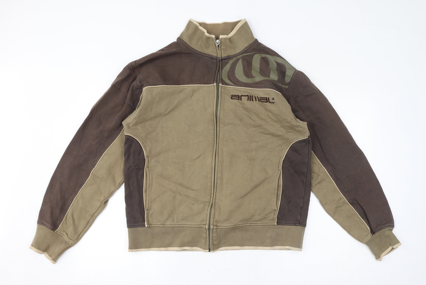 Animal Womens Brown Cotton Full Zip Sweatshirt Size L Zip - Embroidered Logo