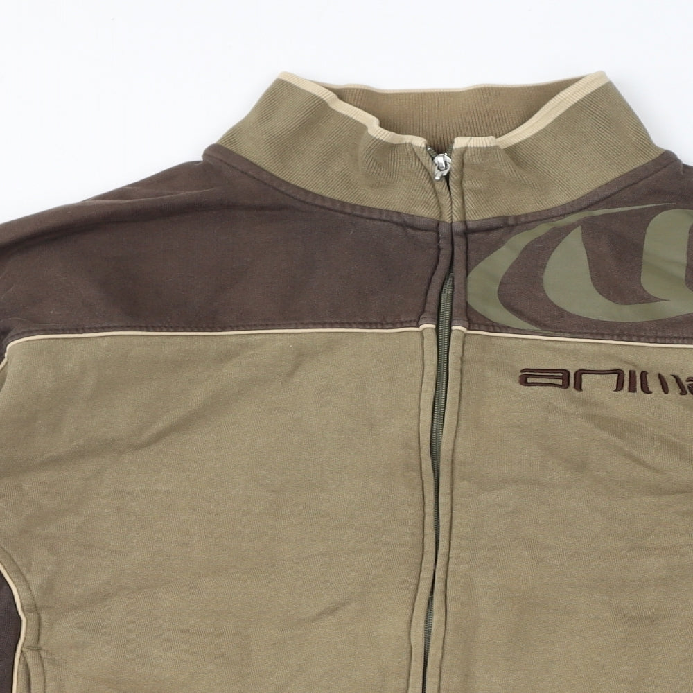 Animal Womens Brown Cotton Full Zip Sweatshirt Size L Zip - Embroidered Logo