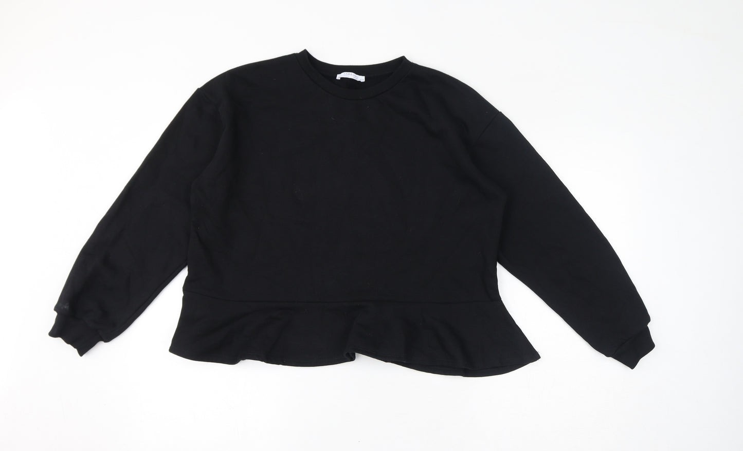Zara Womens Black Polyester Pullover Sweatshirt Size L Pullover - Cropped