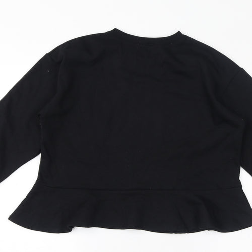 Zara Womens Black Polyester Pullover Sweatshirt Size L Pullover - Cropped