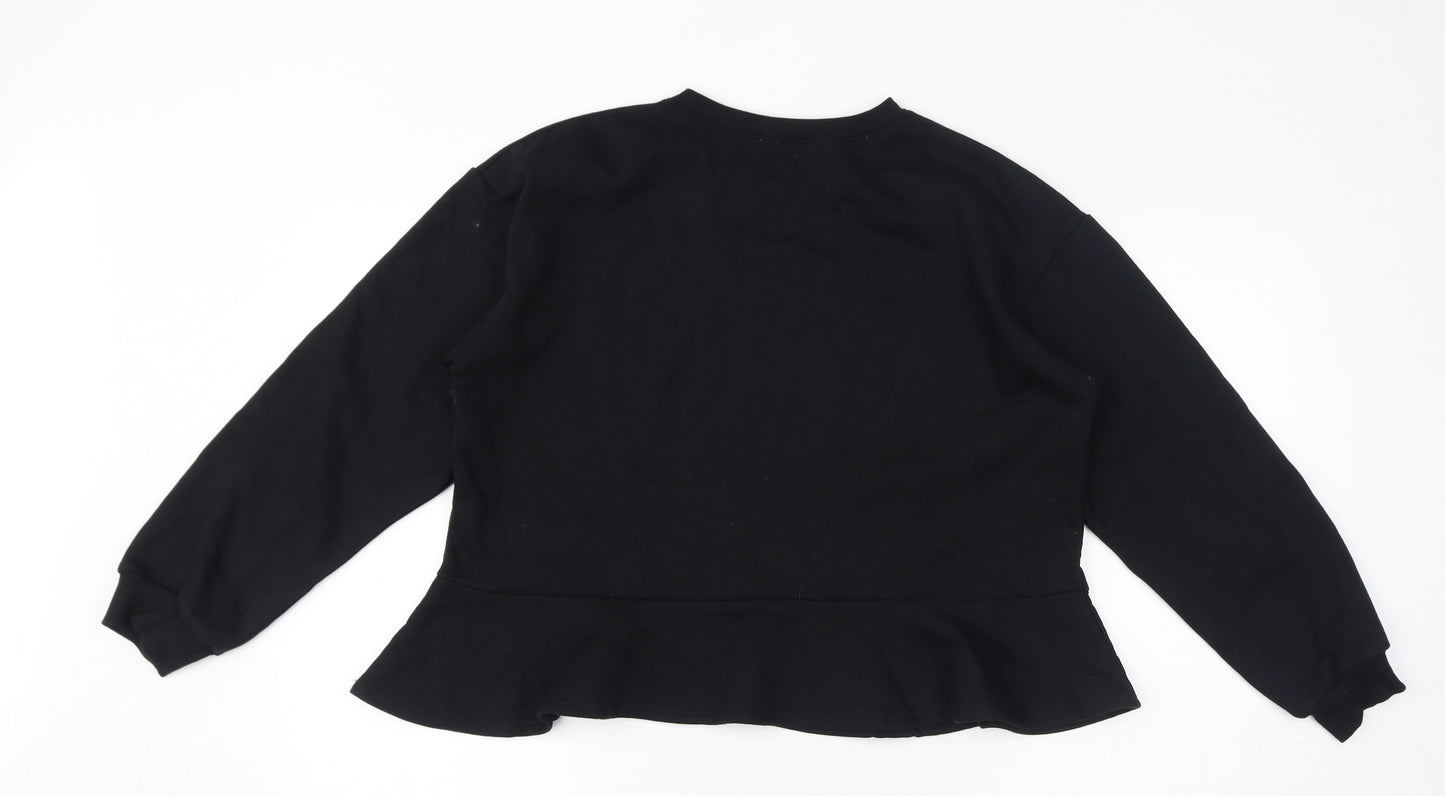 Zara Womens Black Polyester Pullover Sweatshirt Size L Pullover - Cropped