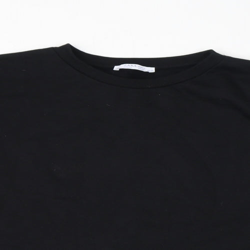Zara Womens Black Polyester Pullover Sweatshirt Size L Pullover - Cropped