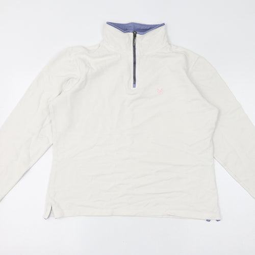 Crew Clothing Womens White Cotton Pullover Sweatshirt Size 12 Pullover