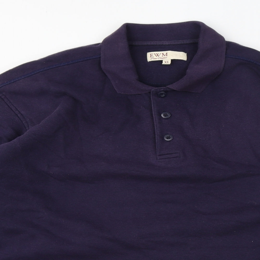 EWM Mens Blue Cotton Henley Sweatshirt Size XL