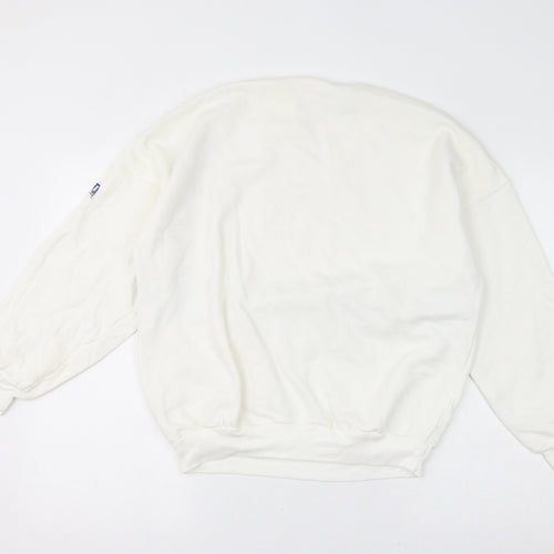 Limbas Womens White Geometric Polyester Pullover Sweatshirt Size M Pullover