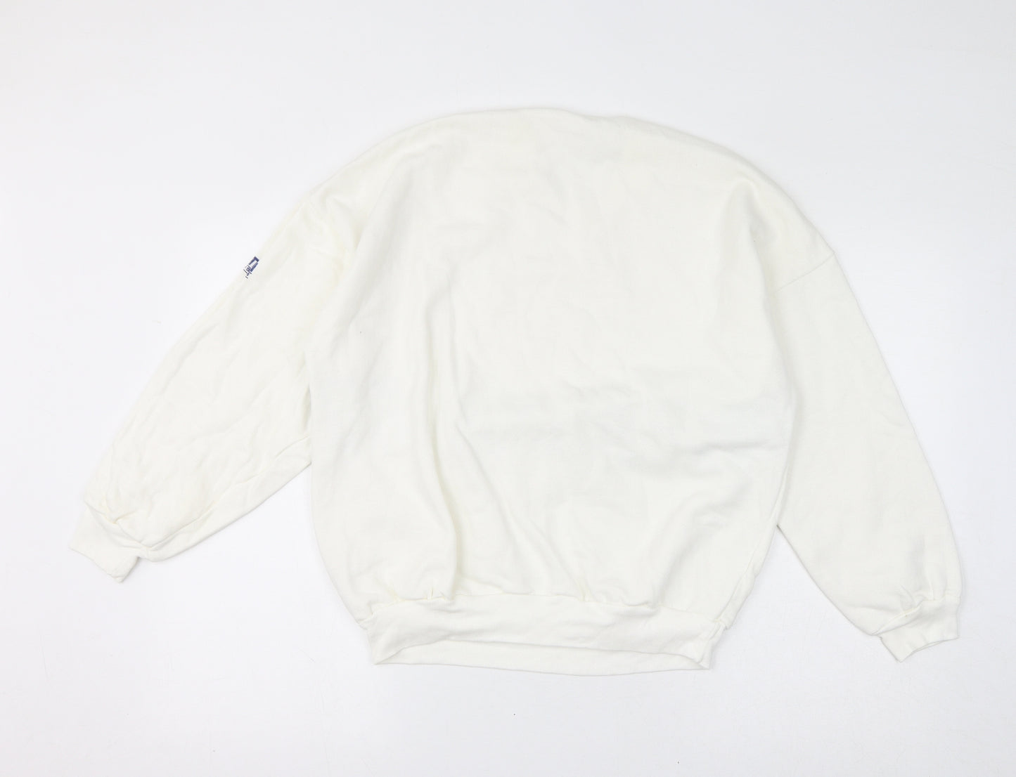 Limbas Womens White Geometric Polyester Pullover Sweatshirt Size M Pullover