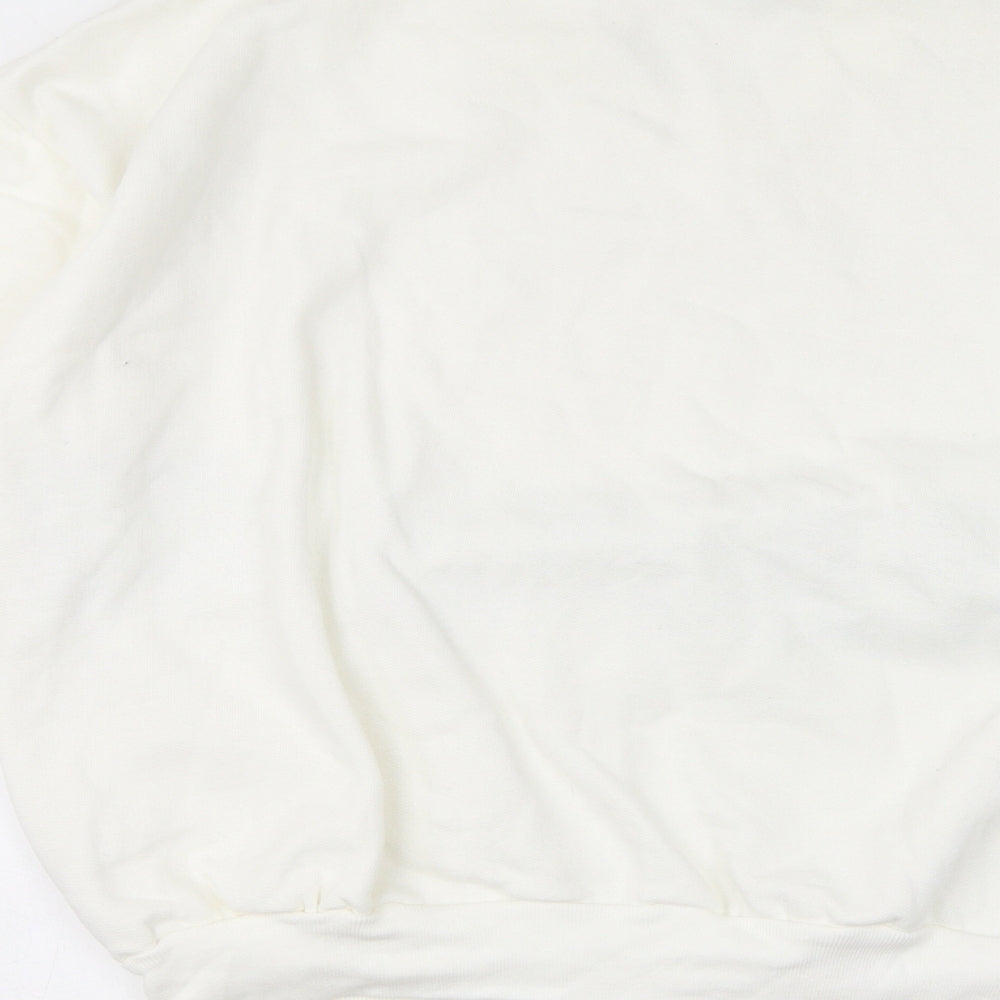 Limbas Womens White Geometric Polyester Pullover Sweatshirt Size M Pullover