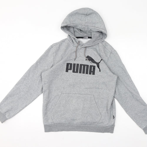 PUMA Womens Grey Cotton Pullover Hoodie Size S Pullover - Logo