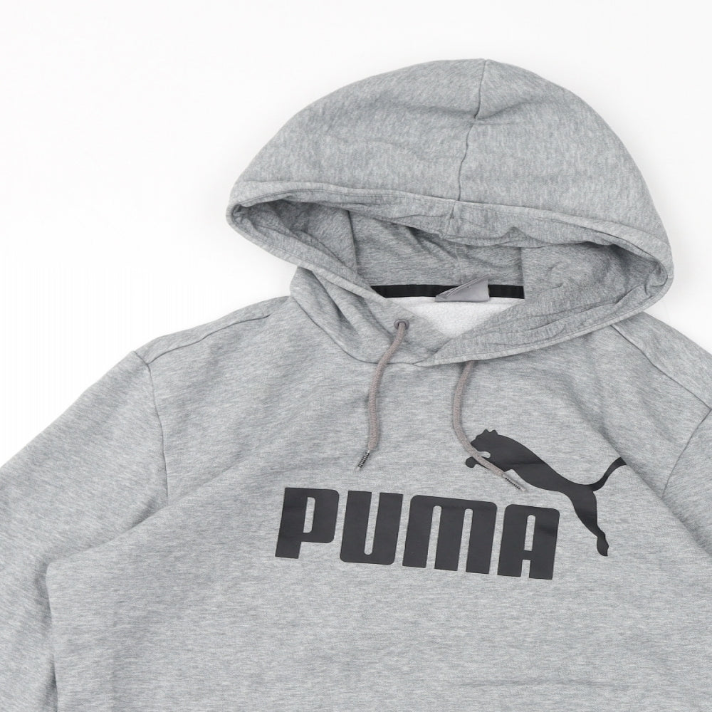 PUMA Womens Grey Cotton Pullover Hoodie Size S Pullover - Logo