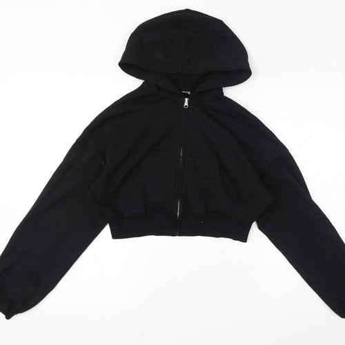 Divided by H&M Womens Black Cotton Full Zip Hoodie Size S Zip - Cropped