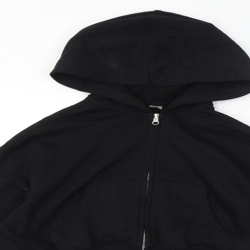 Divided by H&M Womens Black Cotton Full Zip Hoodie Size S Zip - Cropped