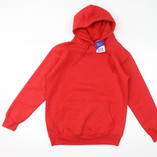 sss Mens Red Cotton Pullover Hoodie Size S