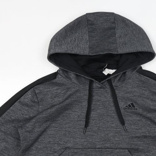 adidas Womens Grey Polyester Pullover Hoodie Size 8 Pullover - Size 8-10, Logo