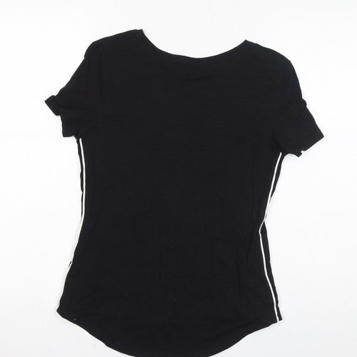 Marks and Spencer Womens Black Cotton Basic T-Shirt Size 10 Round Neck Pullover