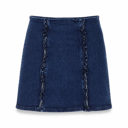Oasis Womens Blue Cotton A-Line Skirt Size 10 Zip - Frill