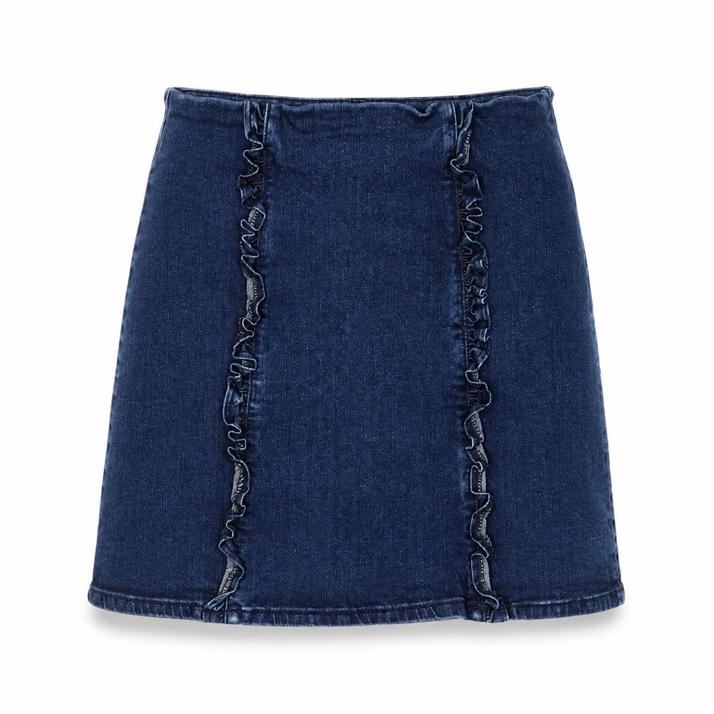 Oasis Womens Blue Cotton A-Line Skirt Size 10 Zip - Frill