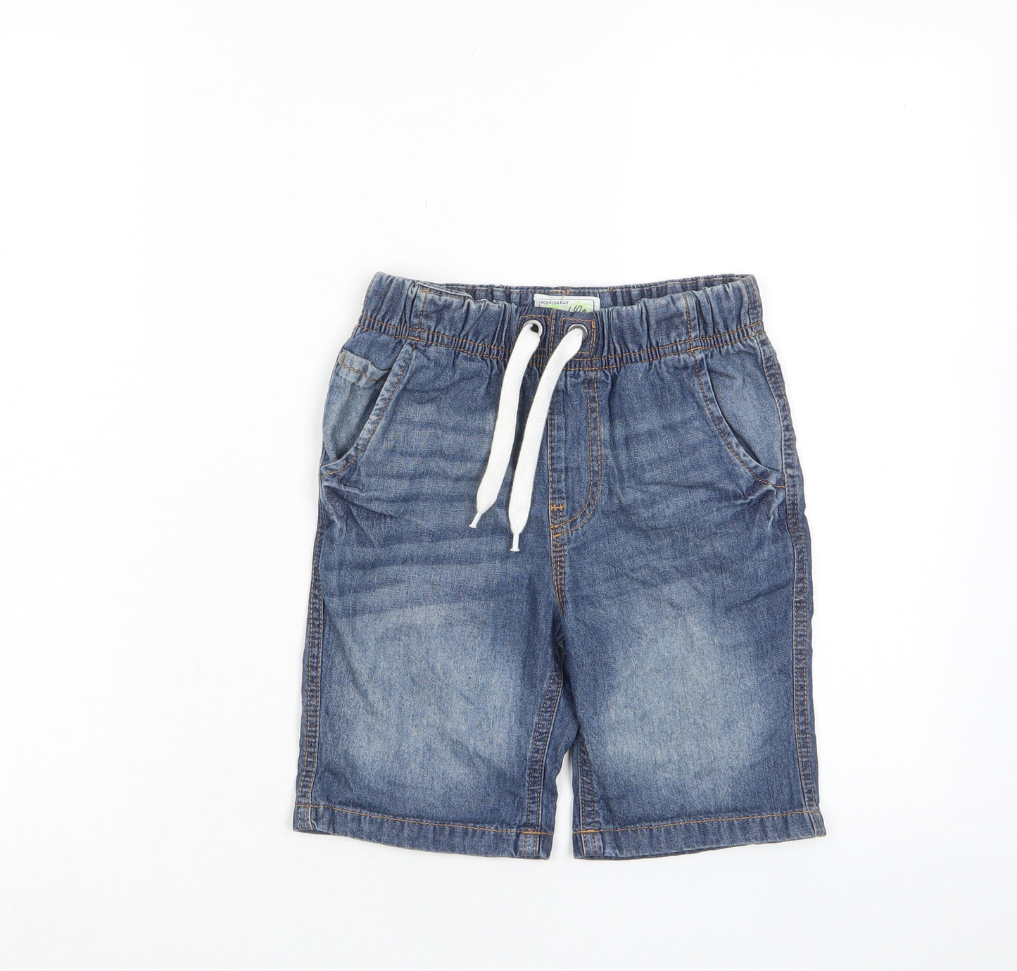 NEXT Boys Blue Cotton Bermuda Shorts Size 8 Years Regular Drawstring - Pockets