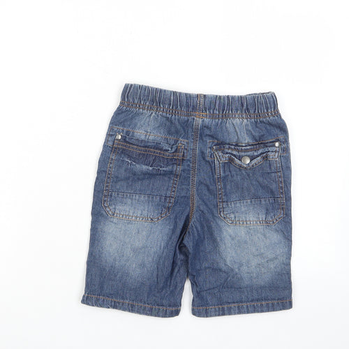 NEXT Boys Blue Cotton Bermuda Shorts Size 8 Years Regular Drawstring - Pockets