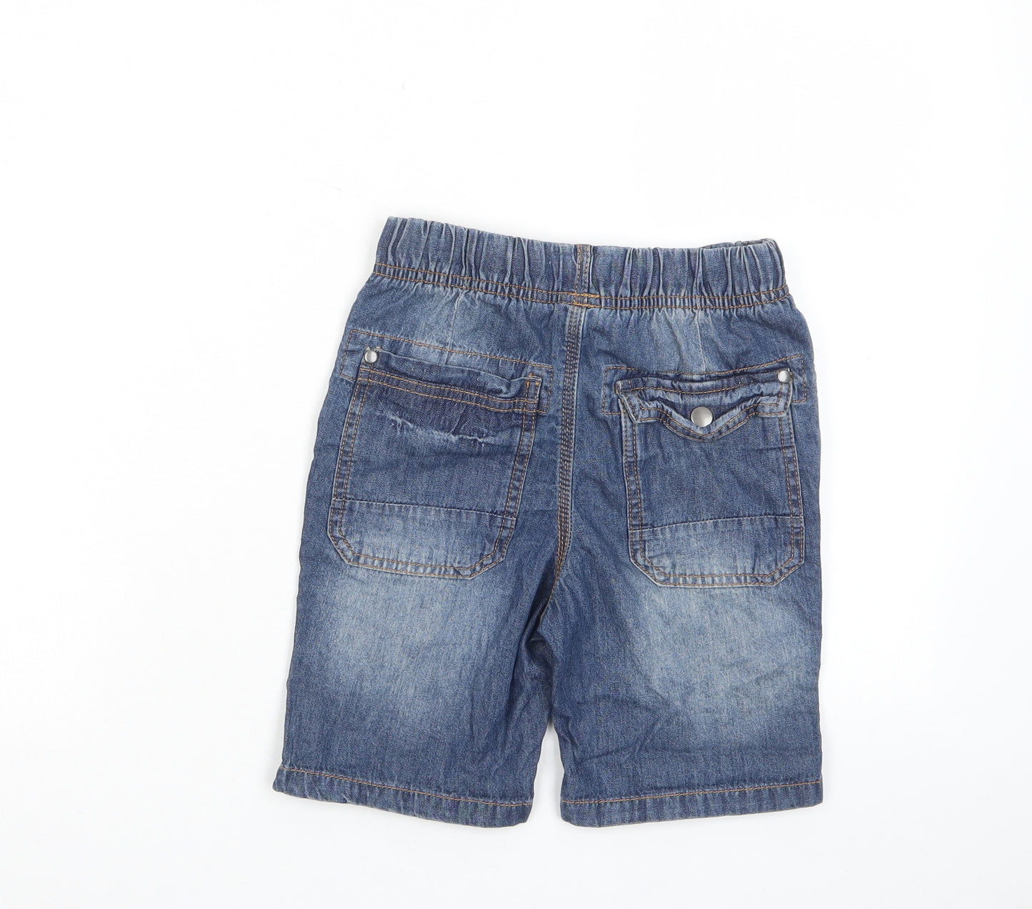 NEXT Boys Blue Cotton Bermuda Shorts Size 8 Years Regular Drawstring - Pockets