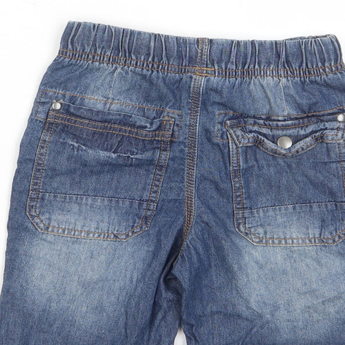 NEXT Boys Blue Cotton Bermuda Shorts Size 8 Years Regular Drawstring - Pockets