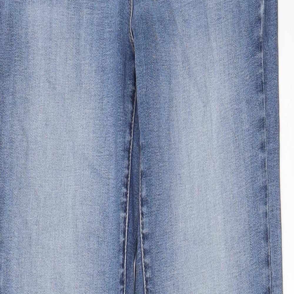 NEXT Womens Blue Cotton Straight Jeans Size 14 L33 in Regular Zip - Pockets