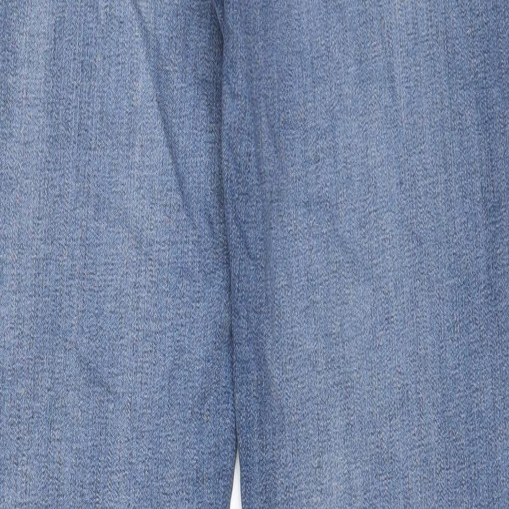 NEXT Womens Blue Cotton Straight Jeans Size 14 L33 in Regular Zip - Pockets