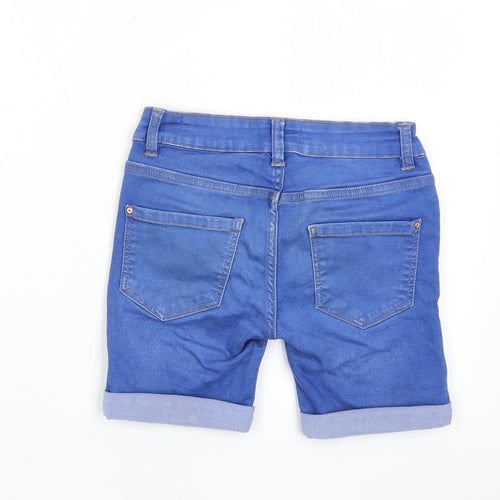 New Look Girls Blue Cotton Bermuda Shorts Size 10 Years Regular Zip - Pockets