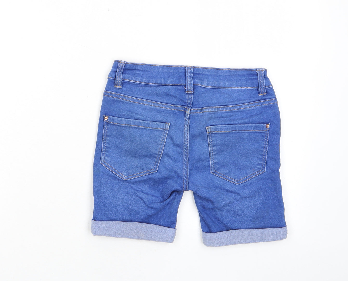 New Look Girls Blue Cotton Bermuda Shorts Size 10 Years Regular Zip - Pockets