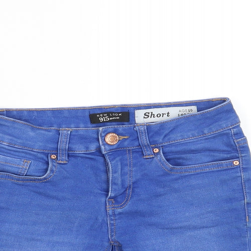 New Look Girls Blue Cotton Bermuda Shorts Size 10 Years Regular Zip - Pockets