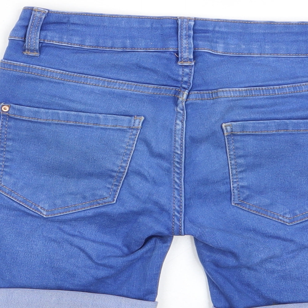 New Look Girls Blue Cotton Bermuda Shorts Size 10 Years Regular Zip - Pockets